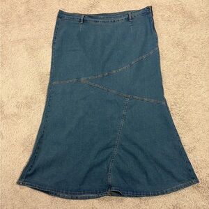 Be-Girl Dark Wash Denim Jean Long Flared Skirt Women’s Plus Size 3XL EUC! Nice!